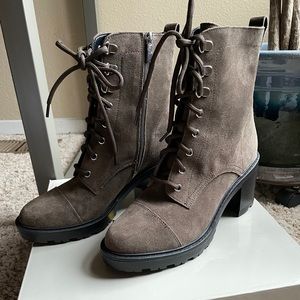 Marc Fisher Suede Leather Lace Up Combat Boots